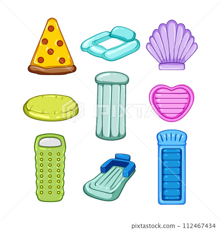 inflatable mattress pool set cartoon vector illustration inflatable mattress pool set cartoon vector illustration 112467434