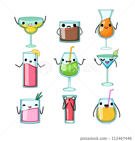 cocktail character set cartoon vector illustration cocktail character set cartoon vector illustration 112467446