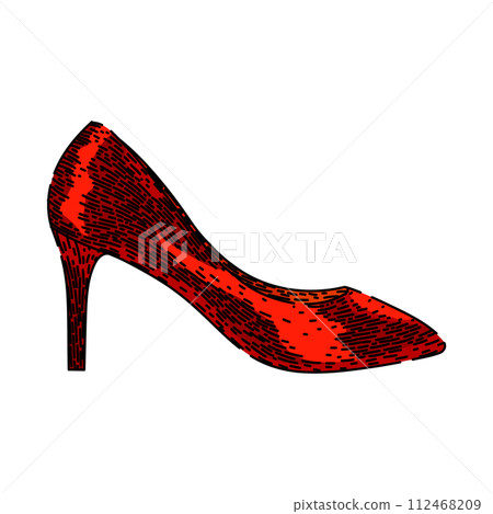 red shoe high heel shoes sketch hand drawn vector 112468209