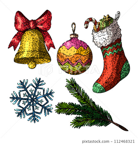 christmas set sketch hand drawn vector christmas set sketch hand drawn vector 112468321