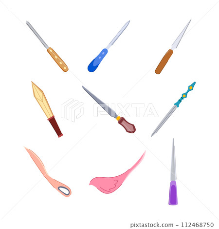 letter opener set cartoon vector illustration 112468750