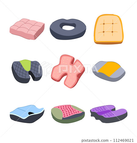 desk chair cushion set cartoon vector illustration 112469021