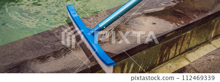 Brush for cleaning the pool on the side of the pool BANNER, LONG FORMAT Brush for cleaning the pool on the side of the pool BANNER, LONG FORMAT 112469339