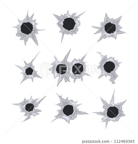 bullet hole set cartoon vector illustration 112469365