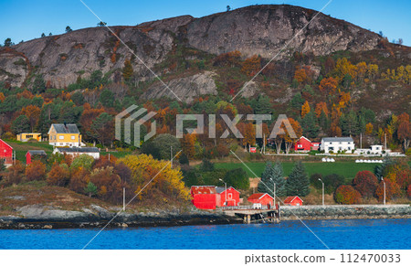 Traditional Norwegian wooden houses and barns Traditional Norwegian wooden houses and barns 112470033