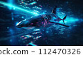 AI-generated content. Big data visualization where a digital shark swims in the data stream. Futuristic background. Generative AI 112470326