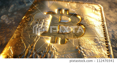 AI-generated content. Gold wallet with bitcoin sign on it, concept of cryptocurrency 112470341