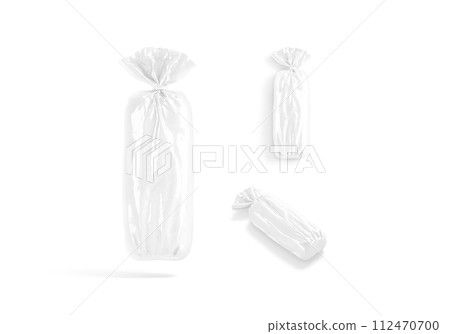 Blank white bread cellophane pack mockup, different views 112470700