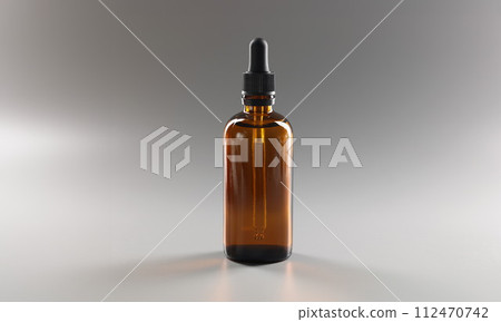 Closeup of glass brown jar with cosmetic serum 112470742