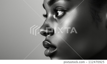 Close-up portrait of woman with flawless skin, beauty treatment, cosmetics industry. 112470925