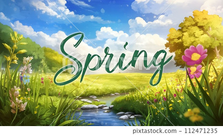 Concept for spring. Beautiful nature with...-插圖素材 [112471235] - PIXTA圖庫
