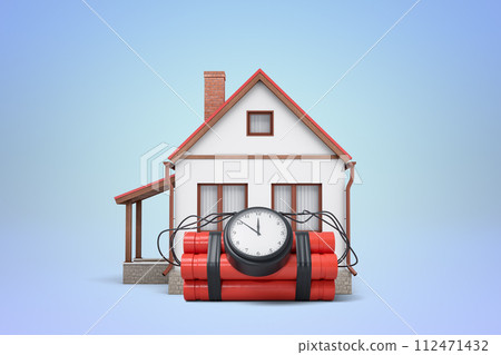 Time bomb attached to house symbolizes risk Time bomb attached to house symbolizes risk 112471432