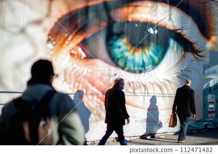 Facial Recognition Surveillance, CCTV Cameras in Action. 112471482