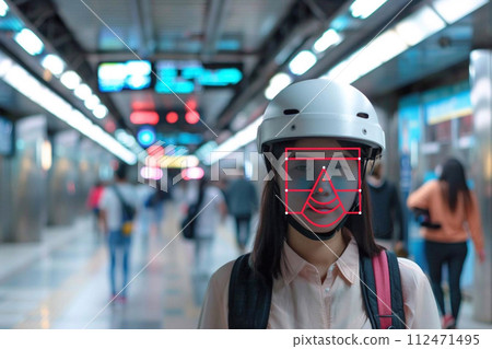 Facial Recognition Surveillance, CCTV Cameras in Action. 112471495