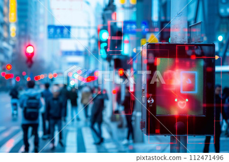 Facial Recognition Surveillance, CCTV Cameras in Action. 112471496