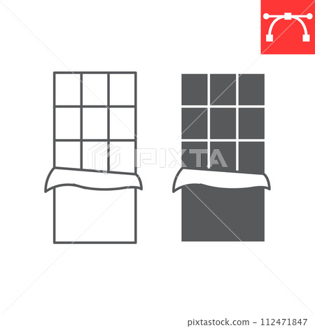 Chocolate bar line and glyph icon, dessert and sweet, chocolate vector icon, vector graphics, editable stroke outline sign, eps 10. Chocolate bar line and glyph icon, dessert and sweet, chocolate vector icon, vector graphics, editable stroke outline sign, eps 10. 112471847