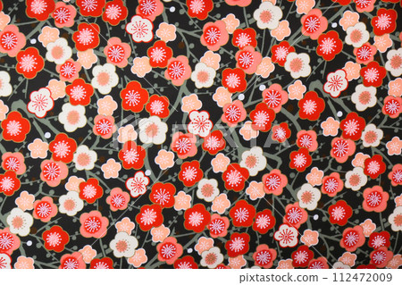 Handmade chiyogami of plum blossoms in full bloom 112472009