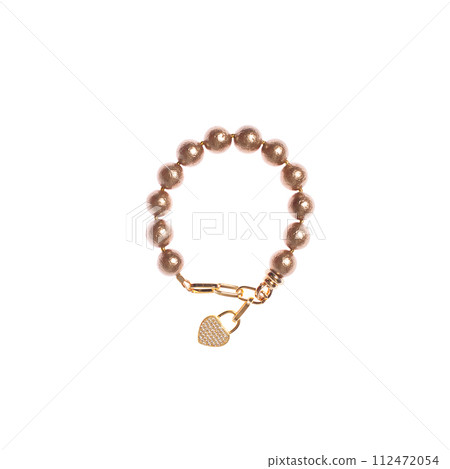 Gold beads Jewelry bracelet isolated on white background 112472054