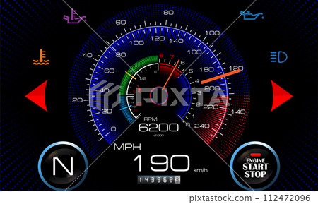 Speed motion line vector abstract tech background with car racing speedometer. Fast auto race, sport drive illustration. Speed motion line vector abstract tech background with car racing speedometer. Fast auto race, sport drive illustration. 112472096