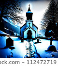 church in winter snowy night 112472719