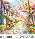 city street with flowers 112472730