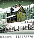 winter landscape with a house 112472776
