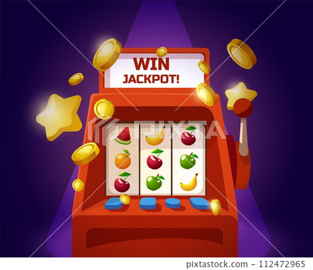 Jackpot slot machine with coins vector illustration Jackpot slot machine with coins vector illustration 112472965