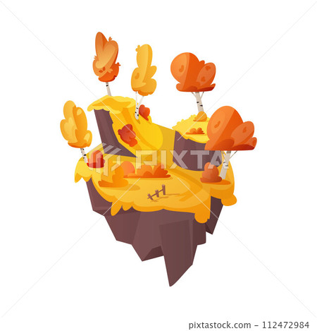 Flying island with autumn forest flat style, vector illustration Flying island with autumn forest flat style, vector illustration 112472984