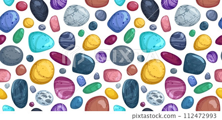 Seamless pattern with different colorful pebbles flat style, vector illustration Seamless pattern with different colorful pebbles flat style, vector illustration 112472993