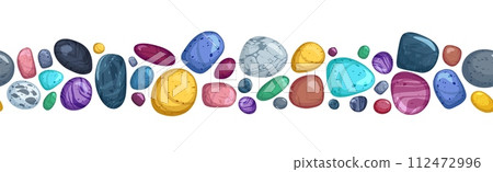 Seamless border with different colorful peerless flat style 112472996