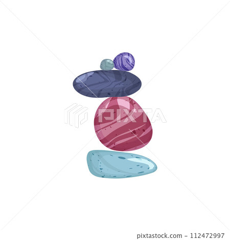 Beautiful different pebbles on top of each other flat style 112472997