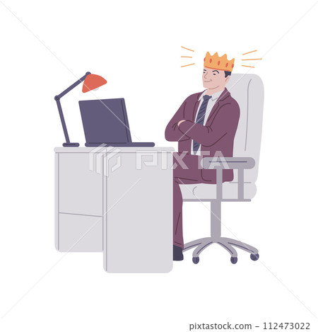 Confident executive with crown office illustration 112473022