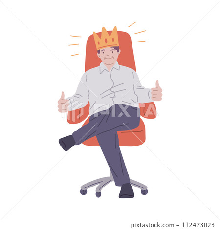 Content executive with crown in office illustration Content executive with crown in office illustration 112473023