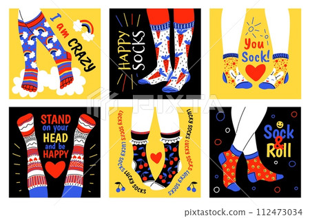 Set of funny quote and socks cards. Set of funny quote and socks cards. 112473034