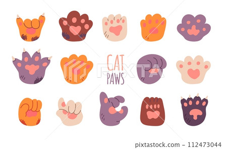 Cute cat paws set. 112473044