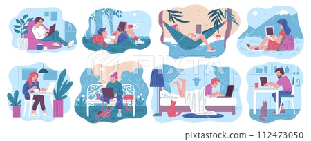 Freelance lifestyle concepts set. Freelance lifestyle concepts set. 112473050