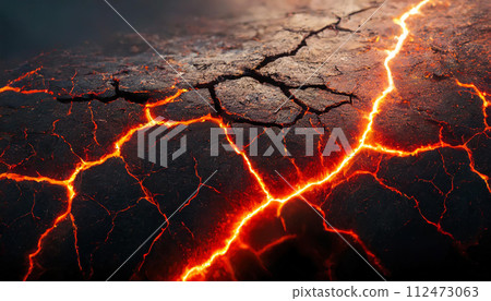 岩漿從破裂的熔岩中噴湧而出（AI 生成的圖像） 112473063