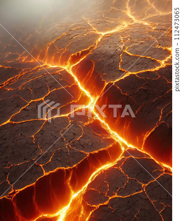 岩漿從破裂的熔岩中噴湧而出(AI 生成的圖像) 岩漿從破裂的熔岩中噴湧而出(AI 生成的圖像) 112473065