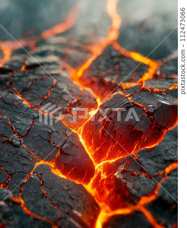 岩漿從破裂的熔岩中噴湧而出（AI 生成的圖像） 112473066