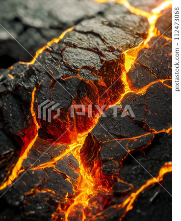 Magma spewing out from cracked lava (AI generated image) 112473068