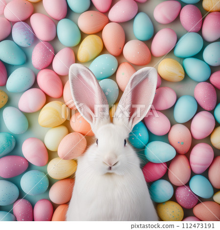Bunny Ears Amidst Easter Eggs 112473191