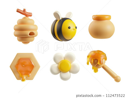Honey concept 3d elements set. 112473522