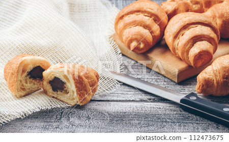 Freshly baked ,French croissants. Tasty baked croissants, warm buttery croissants, breakfast concept Freshly baked ,French croissants. Tasty baked croissants, warm buttery croissants, breakfast concept 112473675