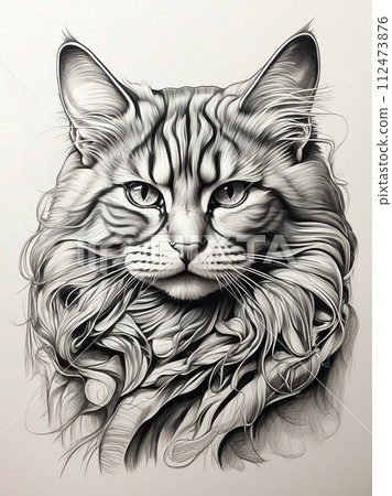 Black and white portrait of a cat 112473876
