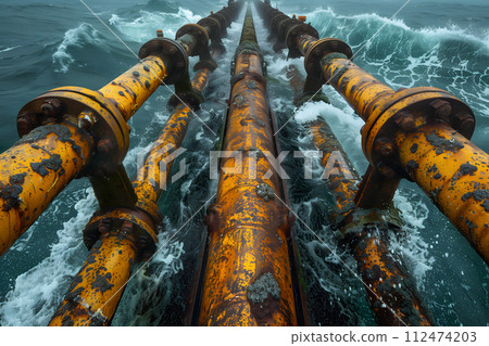 Large Pipe in the Middle of a Body of Water Generative AI 112474203