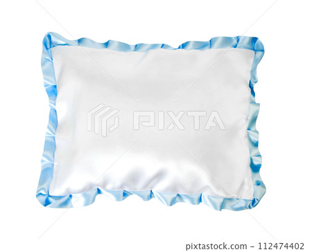 white pillow with a pink frill 112474402
