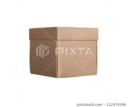 Cardboard, kraft beige box solated on white background Cardboard, kraft beige box solated on white background 112474506