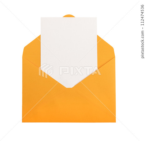 Postcard, vertical card mockup, clean paper sheet from open envelope isolated on white background Postcard, vertical card mockup, clean paper sheet from open envelope isolated on white background 112474536