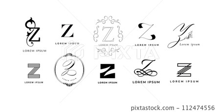 Creative Z emblem. Letter z monogram for vintage and modern branding. Business name initial template vector icon set Creative Z emblem. Letter z monogram for vintage and modern branding. Business name initial template vector icon set 112474556
