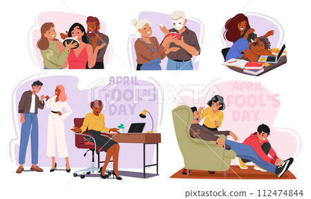 Friends Prank Each Other On April Fools Day With Fake Spider, Cake in Face, Fart Pillow and Doodling, Tying Shoelaces 112474844